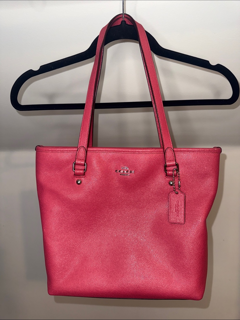 Coach Pink Pebbled Leather Tote with Hang Tag